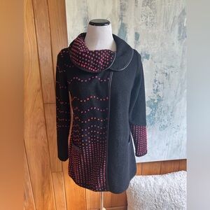 Michael Tyler Pullover Black Coat w. Colorful Dots